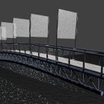 3d Render of the full bridge with projection surfaces attached above head height.