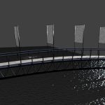 3d Render of the full bridge with projection surfaces attached above head height.