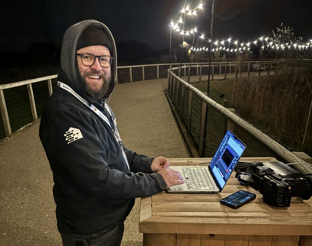 Pete programming the light show