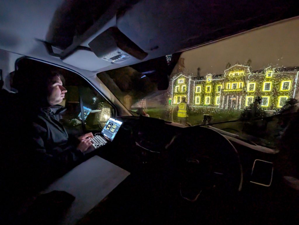 James tweaking the Projection Map in the van